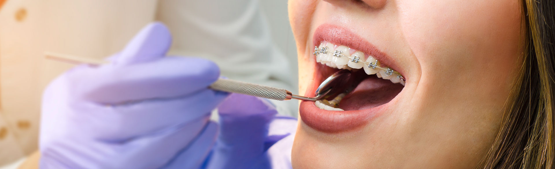 Dentist checking orthodontics
